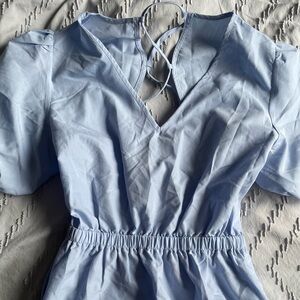 Light Blue Puff Sleeve Dress